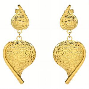 18K Gold Plated Women's Pierced Dangling Earrings Paisely Abstract Shape Chic